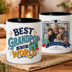 Bester Opa der Welt Foto-Tasse Zweifarbige Tasse