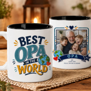 Bester Opa der Welt Foto-Tasse Zweifarbige Tasse
