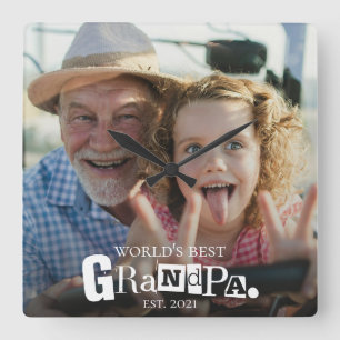 Bester Opa der Welt gegründet Geschenk für Opa Quadratische Wanduhr