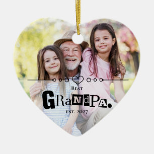 Bester Opa Established Foto Herz Weihnachten Keramik Ornament