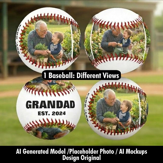 Bester Opa etabliert kühne Fotocollage Baseball (Best Grandpa Established Bold Photo Collage Baseball)