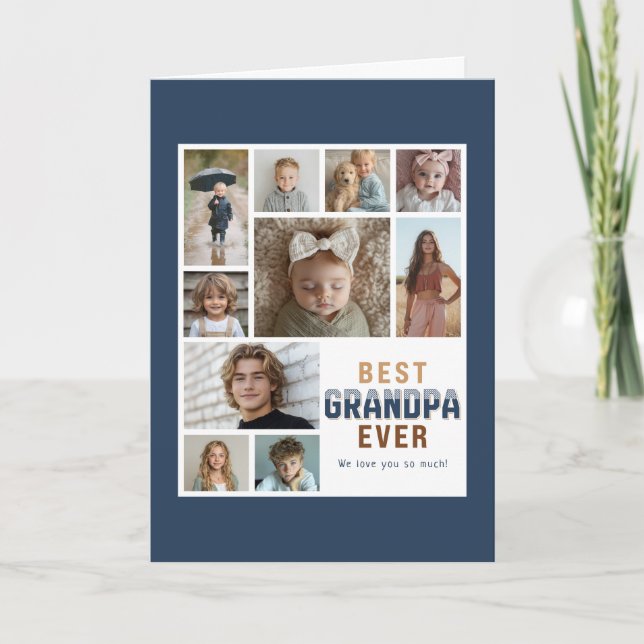 Bester Opa ever 10-Foto-Collage  Karte (Vorderseite)