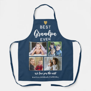 Bester Opa Ever 4 Foto-Collage Gold Navy Blau Schürze