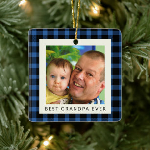 Bester Opa Ever Buffalo Kariert Foto Weihnachten Keramikornament
