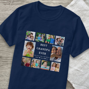 Bester Opa ever Enkelkinder 10 Foto-Collage Blau T-Shirt