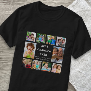 Bester Opa Ever Enkelkinder 10 Foto-Collage Schwar T-Shirt