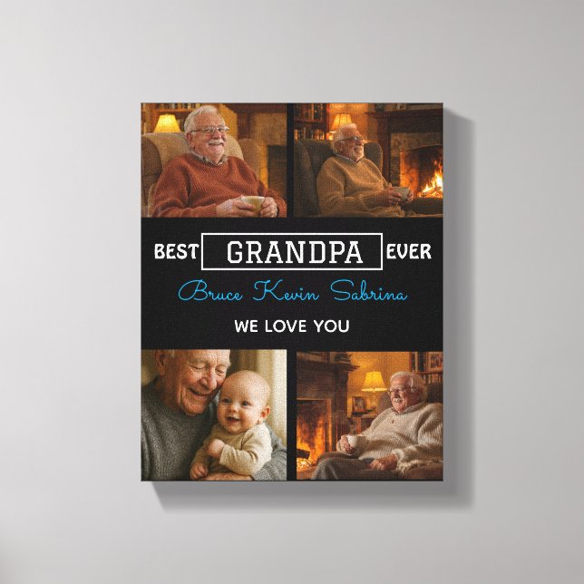Bester Opa Ever Foto-Collage Leinwanddruck (Vorderseite)