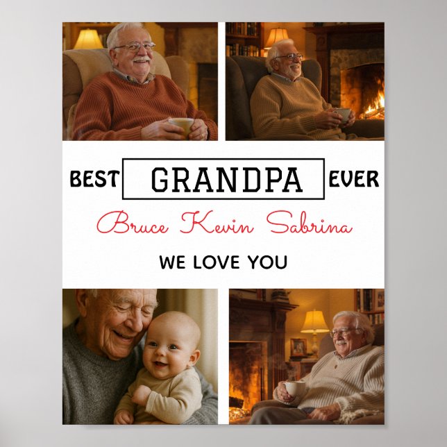 Bester Opa ever Foto-Collage Poster (Vorne)