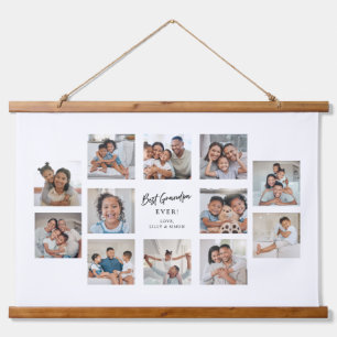 Bester Opa ever Individuelle 12er-Mehrfach-Fotocol Wandteppich Mit Holzrahmen