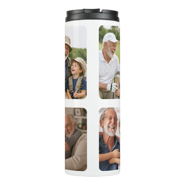 Bester Opa Ever Minimalist 5 Foto Collage Thermosbecher (Rückseite)