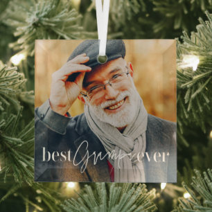 Bester Opa Ever Moderne Einfache Elegante Foto Ornament Aus Glas