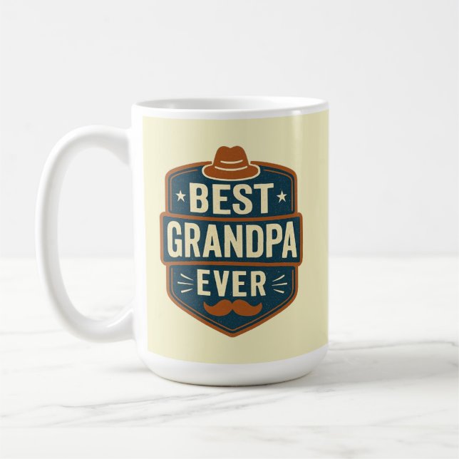Bester Opa ever Retro-Abzeichen Kaffeetasse (Links)