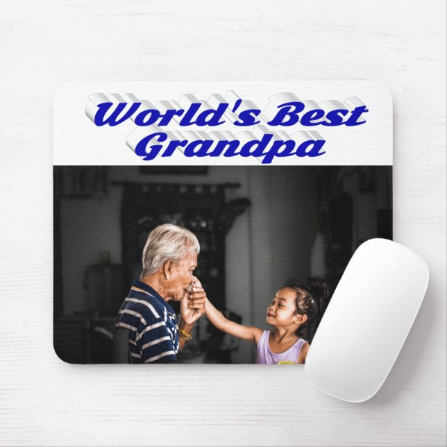Bester Opa-Foto-Blauer Text Mousepad (Mit Mouse)