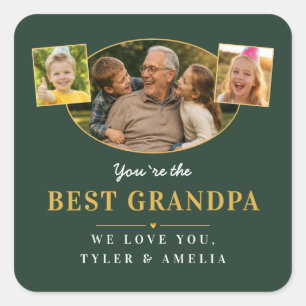Bester Opa Großvater Gruß 3 Foto Quadratischer Aufkleber