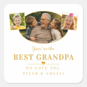 Bester Opa Großvater Gruß 3 Foto Quadratischer Aufkleber