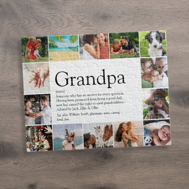 Bester Opa, Großvater, Papa Definition 14 Foto (Best Grandpa Grandad Papa Definition 14 Photo Jigsaw Puzzle)