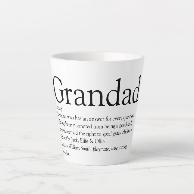 Bester Opa, Großvater, Papa je Definition Milchtasse (Vorderseite)