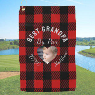 Bester Opa Individuelles Kinderfoto Roter Buffalo  Golfhandtuch