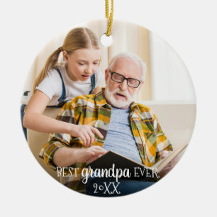 Bester Opa je 2-seitige 2-Foto-Weihnachten Keramik Ornament