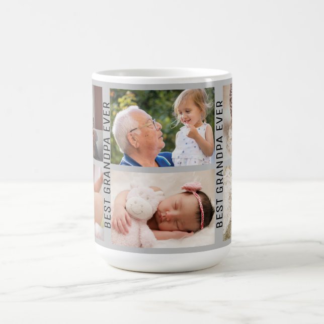 Bester Opa je 6 Foto Custom Collage Grau Kaffeetasse (Mittel)