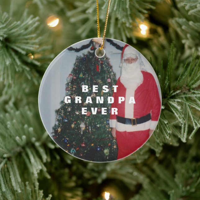Bester Opa je Personalisiert Gold Glitzer Keramik Ornament (Baum)