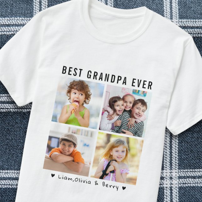 Bester Opa je vier Foto Keepake-Geschenk T-Shirt (Best Grandpa Ever Four Photo Keepsake Gift T-Shirt
)