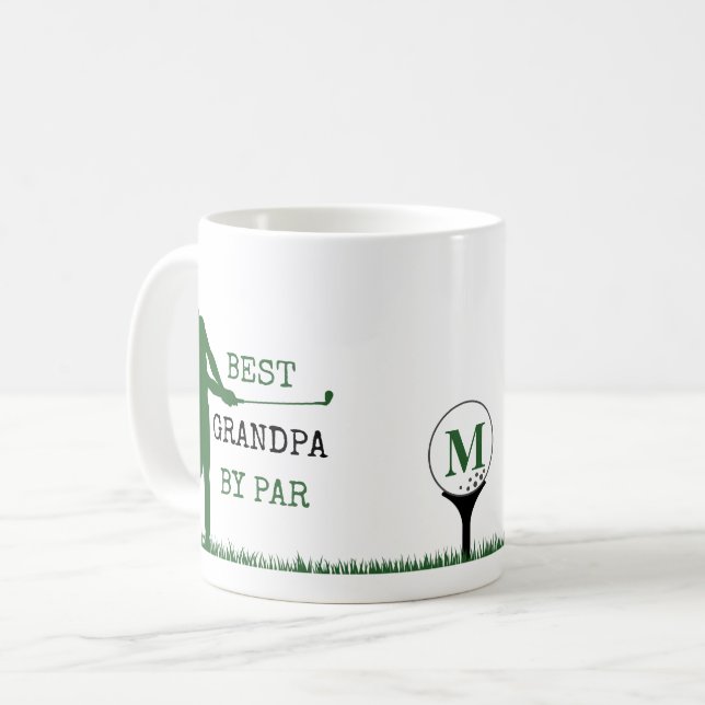 BESTER OPA NACH PAR Monogramm Golfer Kaffeetasse (Vorderseite Links)