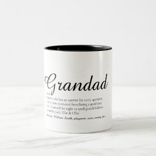 Bester Opa, Opa, Papa Definition Script Zweifarbige Tasse