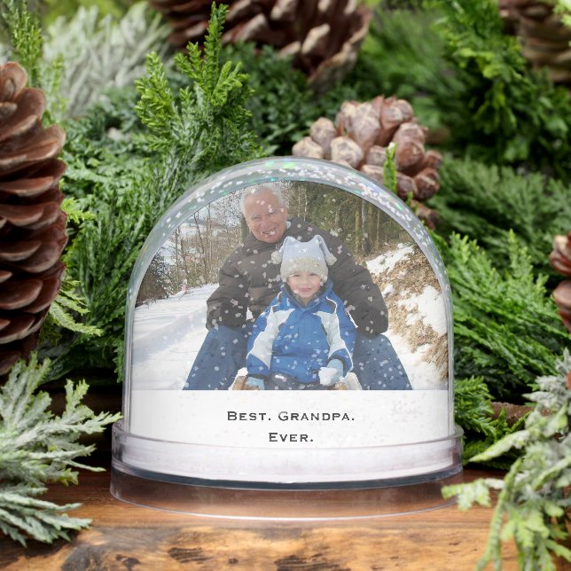 Bester Opa überhaupt Lustiger Familienfoto-Typogra Schneekugeln (Winter)