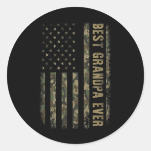 Bester Opa überhaupt Tarnung Amerikanische Flagge Runder Aufkleber