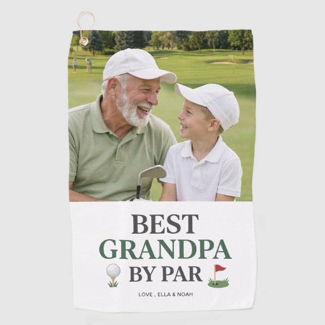Bester Opa Von Par Foto Golf Handtuch (Vorderseite)