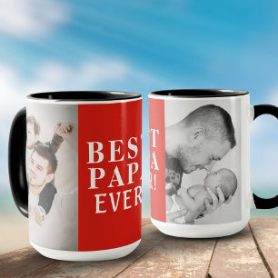 Bester Papa Aller Zeiten 2 Foto Collage Rot Tasse