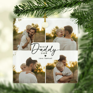 Bester Papa Aller Zeiten 4 Foto-Collage Personalis Keramikornament