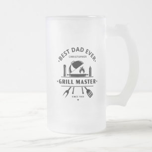 Bester Papa Aller Zeiten   Grillmeister Schwarzbie Mattglas Bierglas