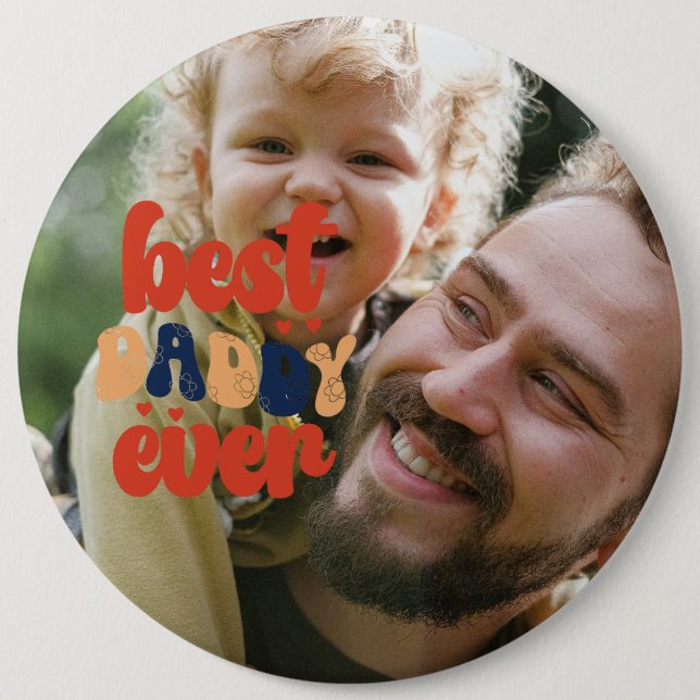 Bester Papa Aller Zeiten Retro Personalisiertes Fo Button (Vorderseite)