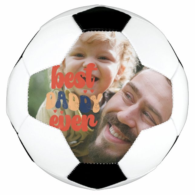 Bester Papa Aller Zeiten Retro Personalisiertes Fo Fußball (Vorderseite)