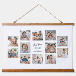 Bester Papa Allerzeit Individuelle Fotocollage Mit Wandteppich Mit Holzrahmen