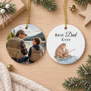 Bester Papa Bär Sohn Angel Foto Keramik Ornament