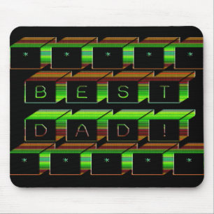 Bester Papa Blocks Text Grün und Braun Mousepad