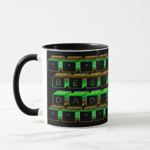 Bester Papa Blocks Text Grün und Braun Tasse