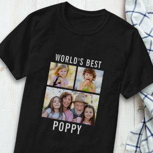 Bester Papa der Welt 3 Foto-Collage Text Schwarz T-Shirt