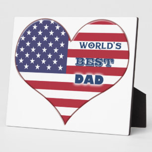 Bester Papa der Welt Amerikanische Flagge Herz Fotoplatte
