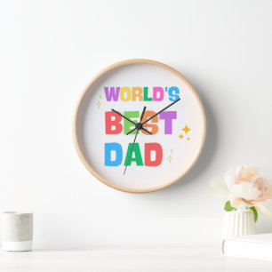 Bester Papa der Welt Bunter Holz Wanduhr