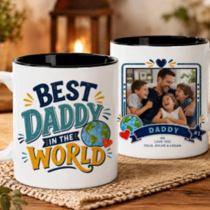 Bester Papa der Welt Foto-Tasse Zweifarbige Tasse
