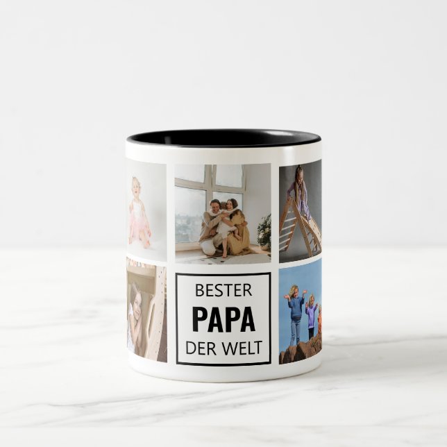 Bester Papa der Welt Fototasse Zweifarbige Tasse (Mittel)