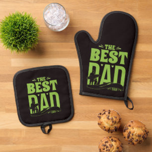 Bester Papa der Welt Ofenhandschuh & Topflappen-Set