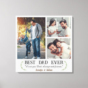 Bester Papa ever 3 Foto-Collage Vatertagsgeschenk Leinwanddruck