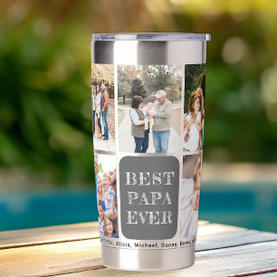 Bester Papa ever 9 Foto-Collage personalisiert Thermobecher
