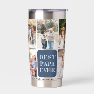Bester Papa ever 9 Foto-Collage personalisiert Thermobecher