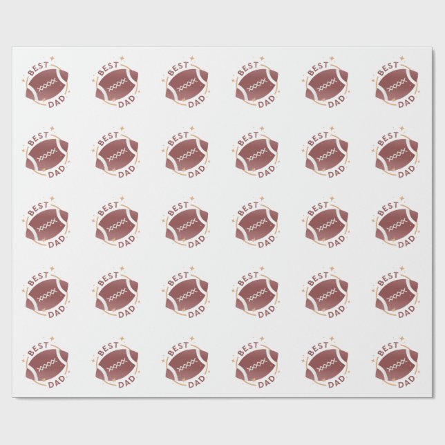 Bester Papa Football  Geschenkpapier (Flach)